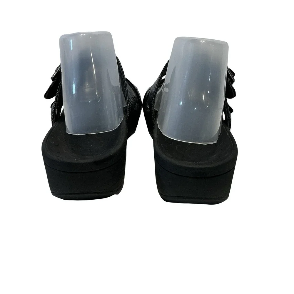 Vionic‎ Sandals Womens Size 11 Black Rio Lizard Skin Slide Buckle Casual Wedge